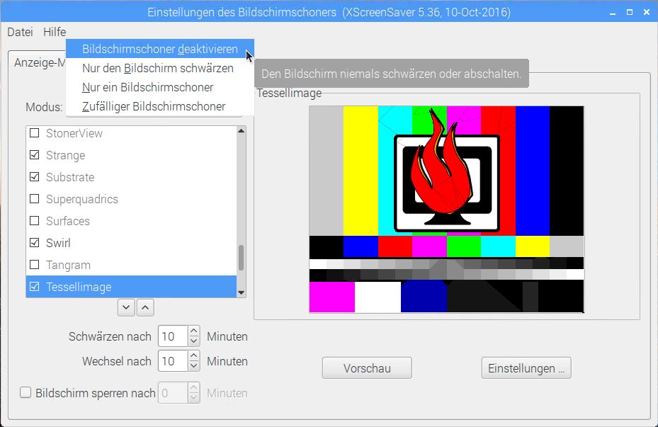 Disable screensaver